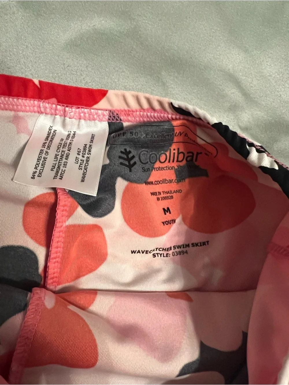 Coolibar Pink and Coral Floral Wavecatcher Swim Skort girls Medium
